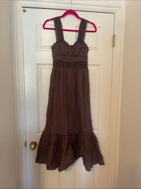 American Eagle Outfitters Brown Lace-Trim Dress